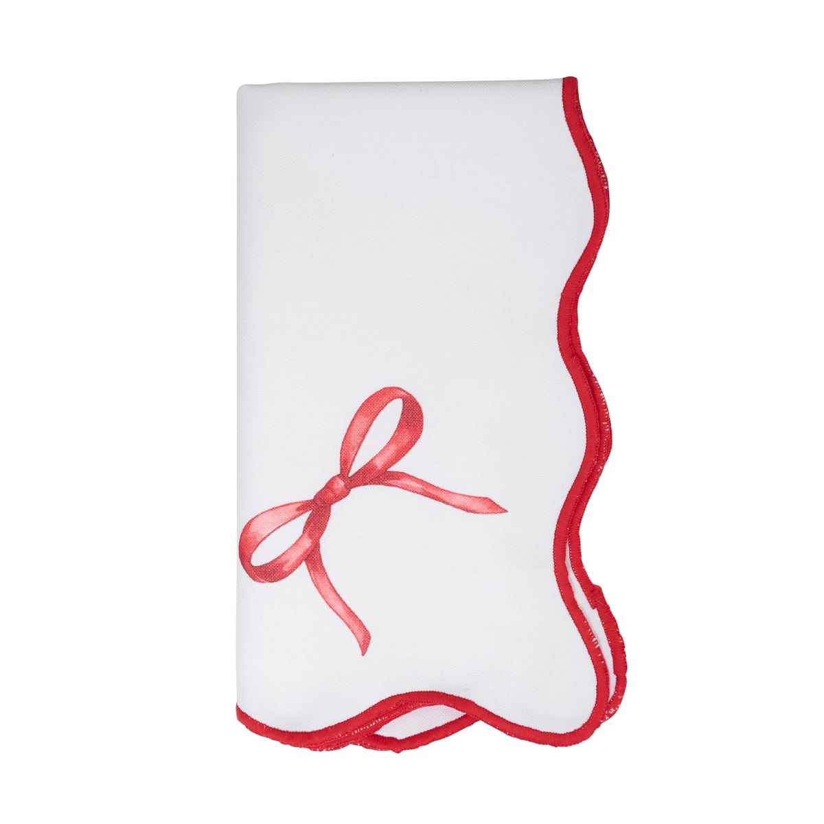 Red/White Bows Napkins 100% polyester, 20 Inch Square (4 pcs.)