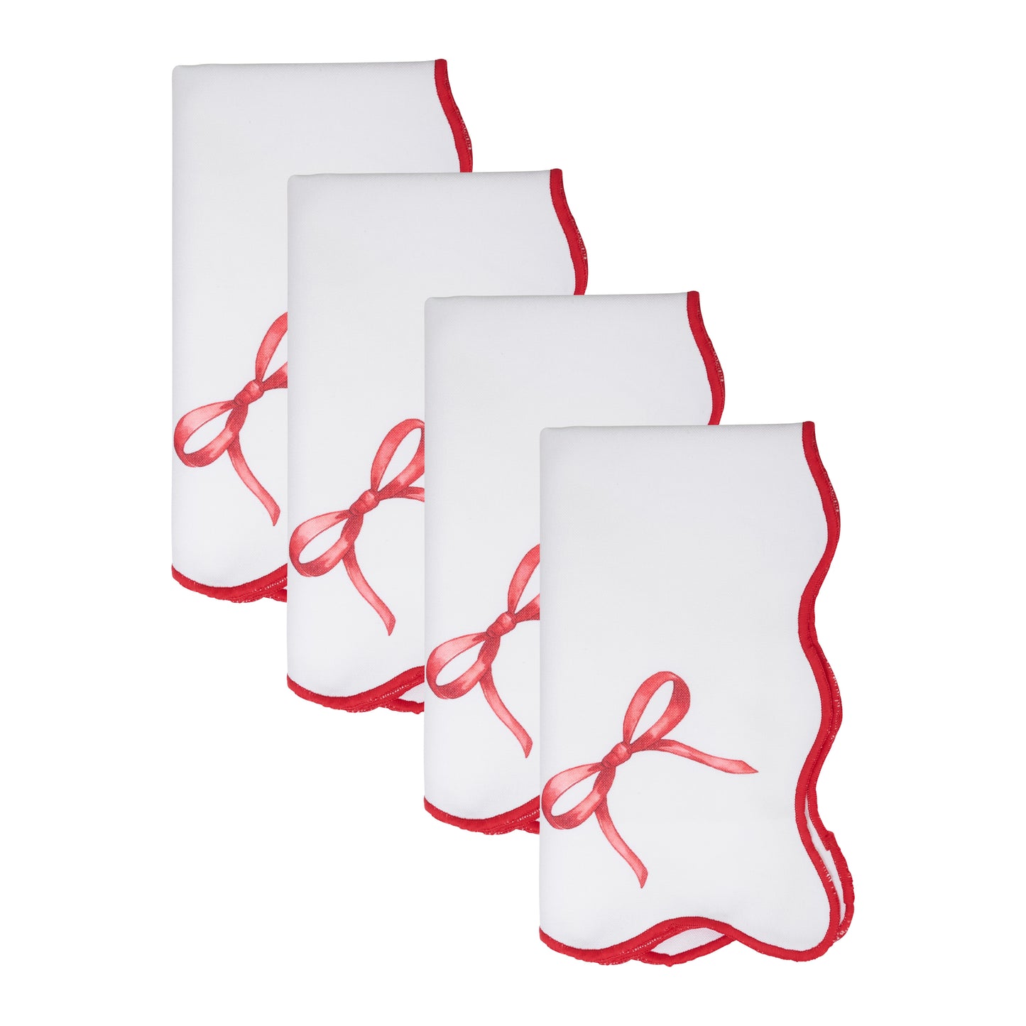 Red/White Bows Napkins 100% polyester, 20 Inch Square (4 pcs.)