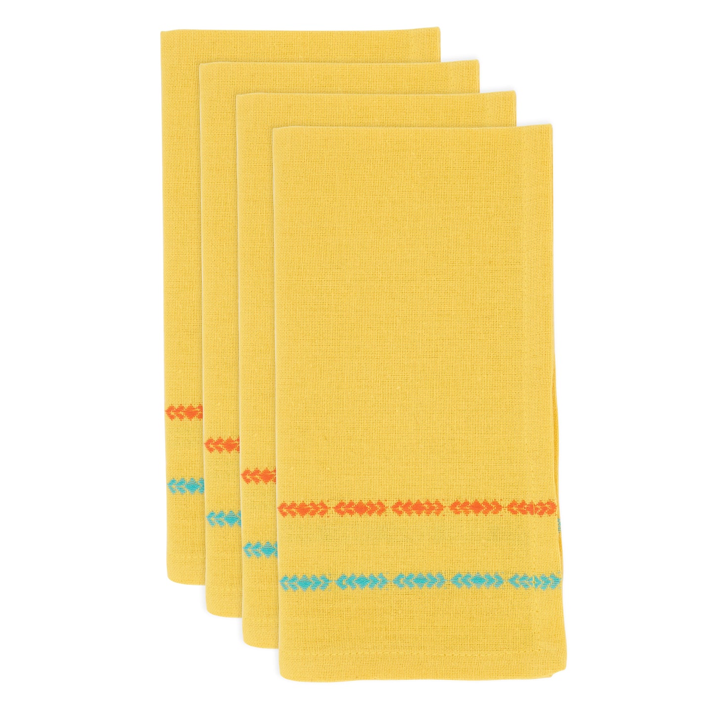 Yellow Dobby Border Napkins 100% cotton, 18 Inch Square (4 pcs.)