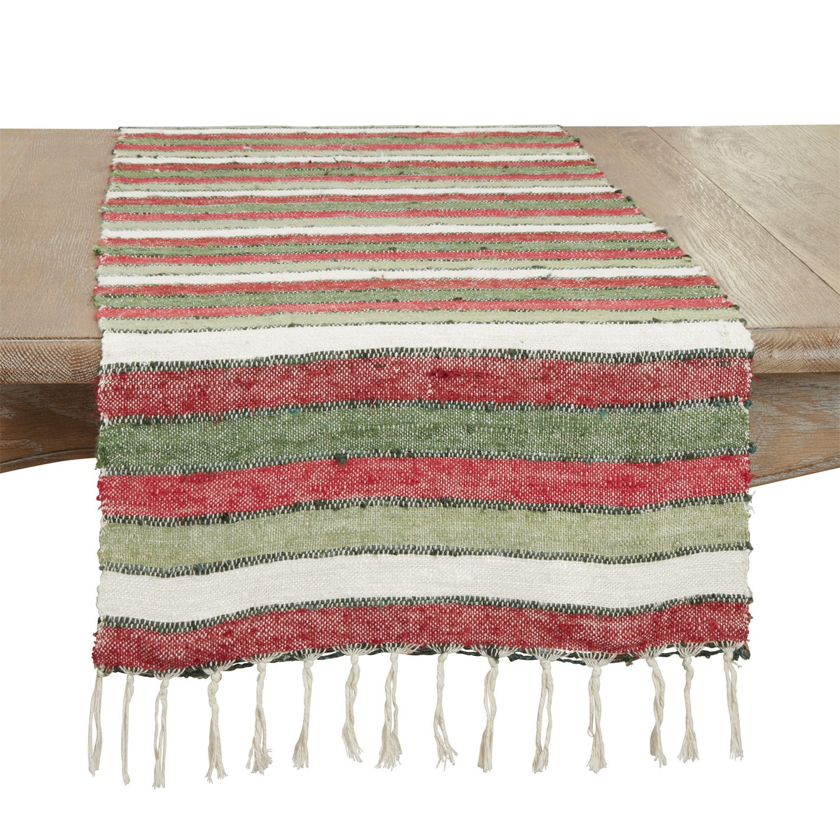 Everyday / All Season Red/Green Striped Table Runner, 100% cotton