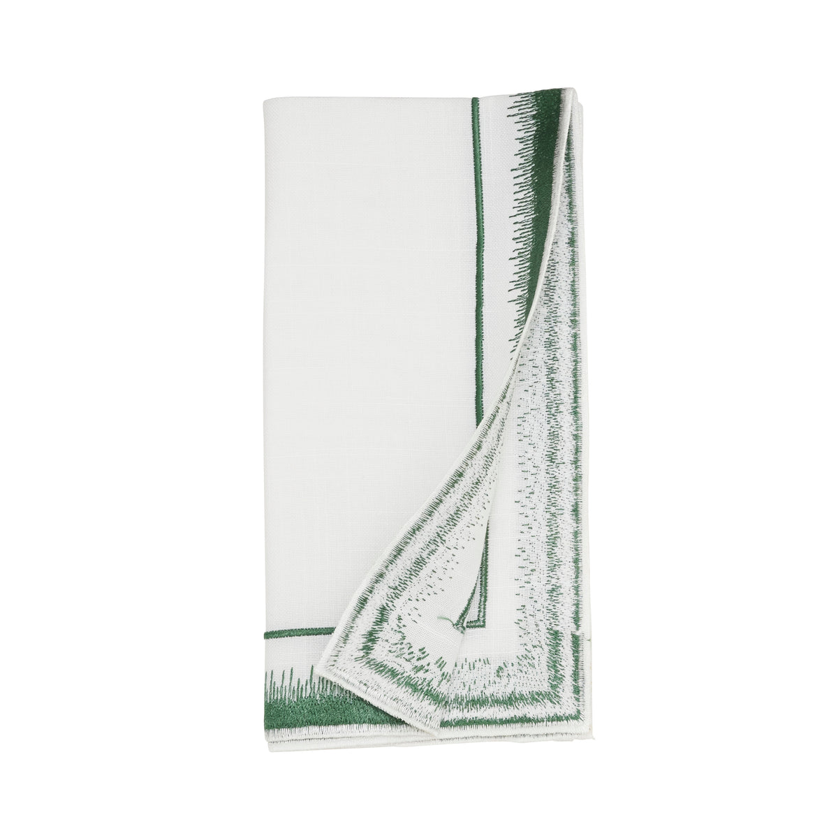 Green Embroidered Border Napkins 100% polyester, 18 Inch Square (4 pcs.)