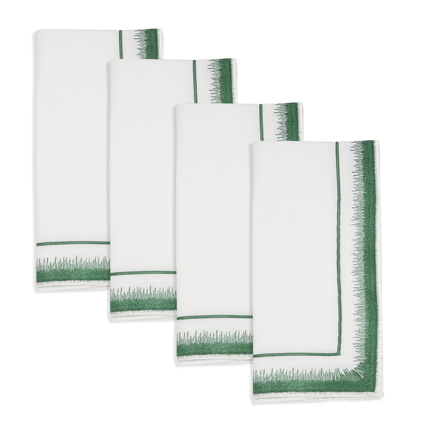 Green Embroidered Border Napkins 100% polyester, 18 Inch Square (4 pcs.)