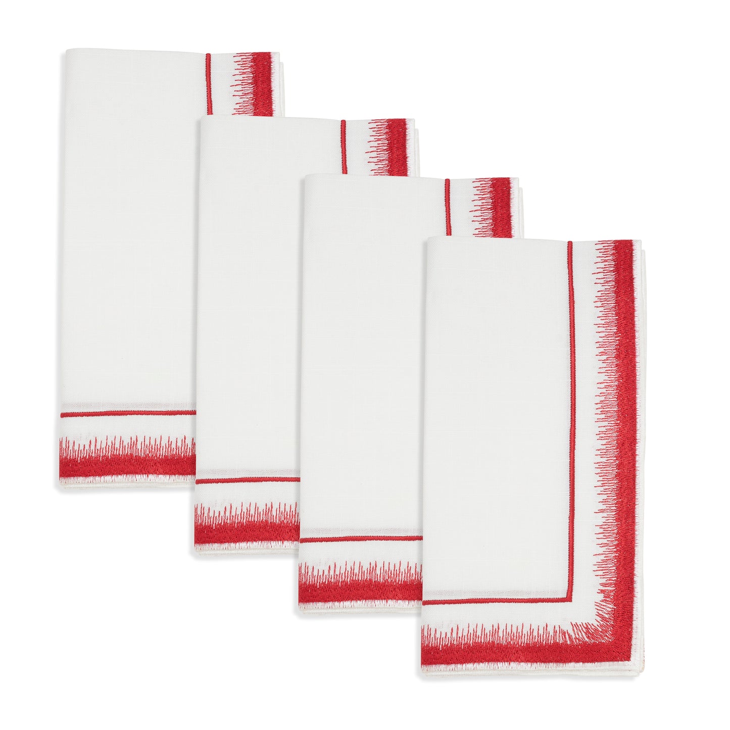 Red Embroidered Border Napkins 100% polyester, 18 Inch Square (4 pcs.)