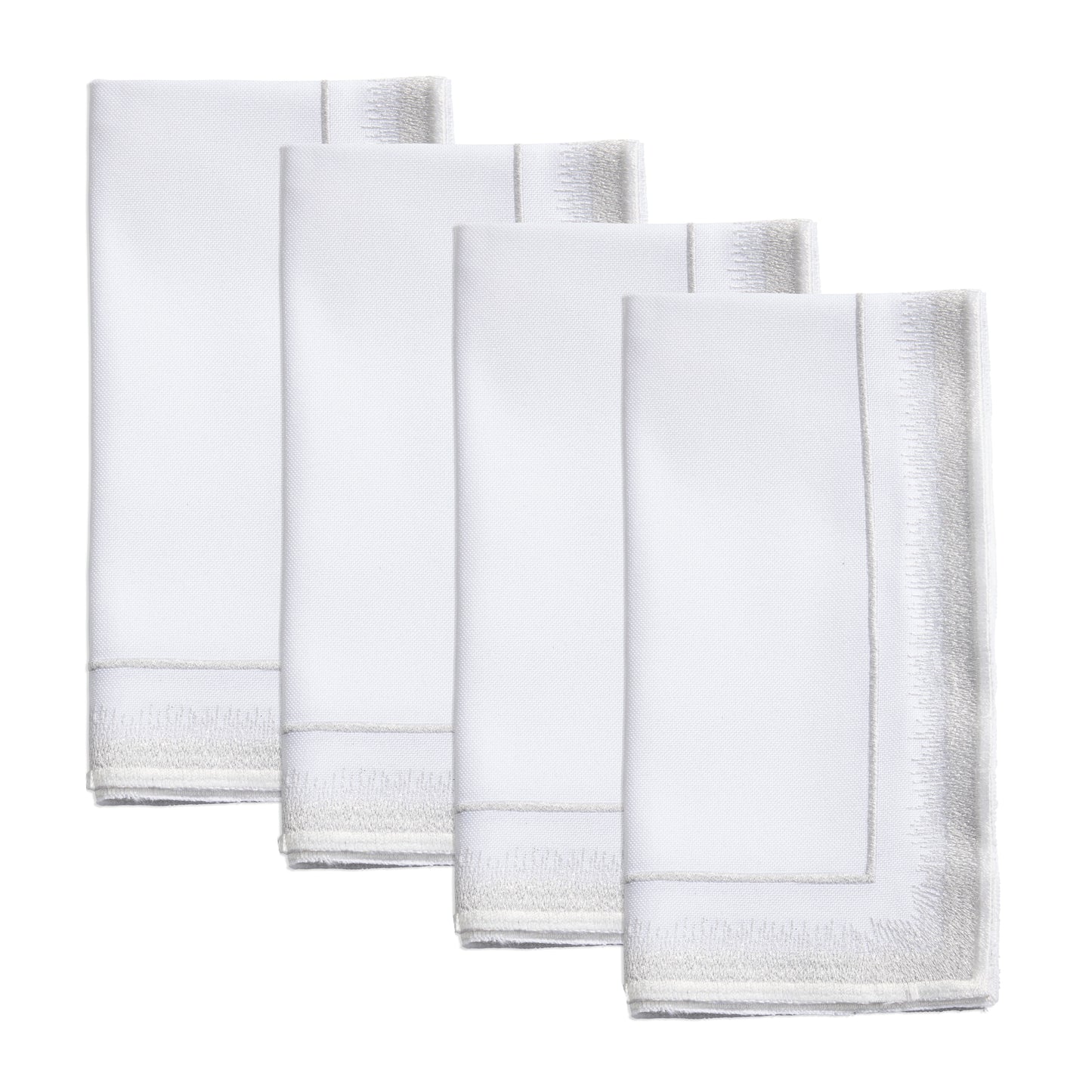 Silver Embroidered Border Napkins 100% polyester, 18 Inch Square (4 pcs.)