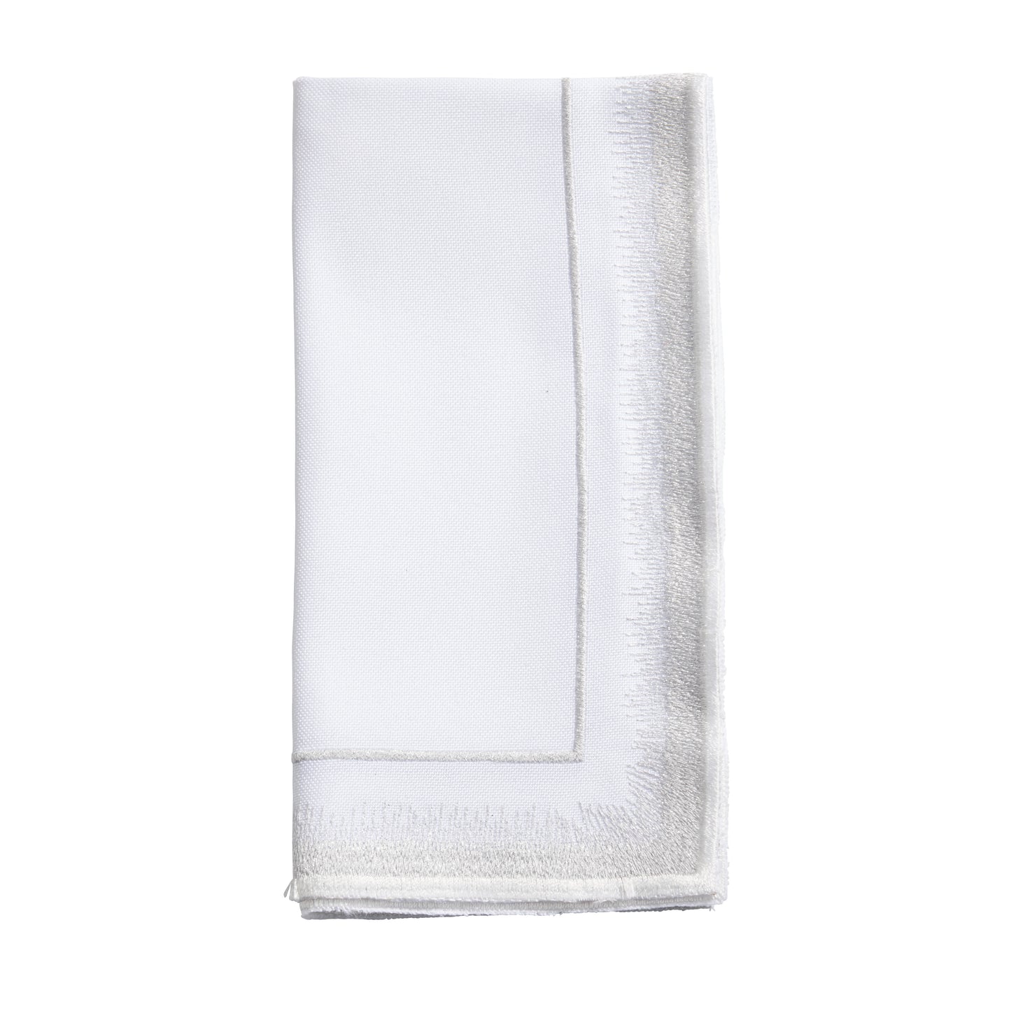 Silver Embroidered Border Napkins 100% polyester, 20 Inch Square (4 pcs.)