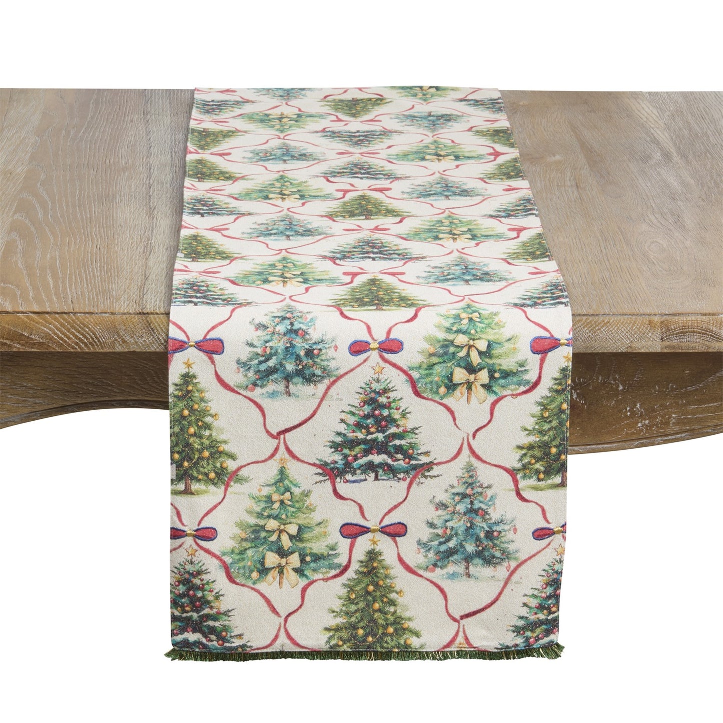 Christmas Multi Christmas Trees Table Runner, 95% Cotton, 3% Metallic, 2% Polyester