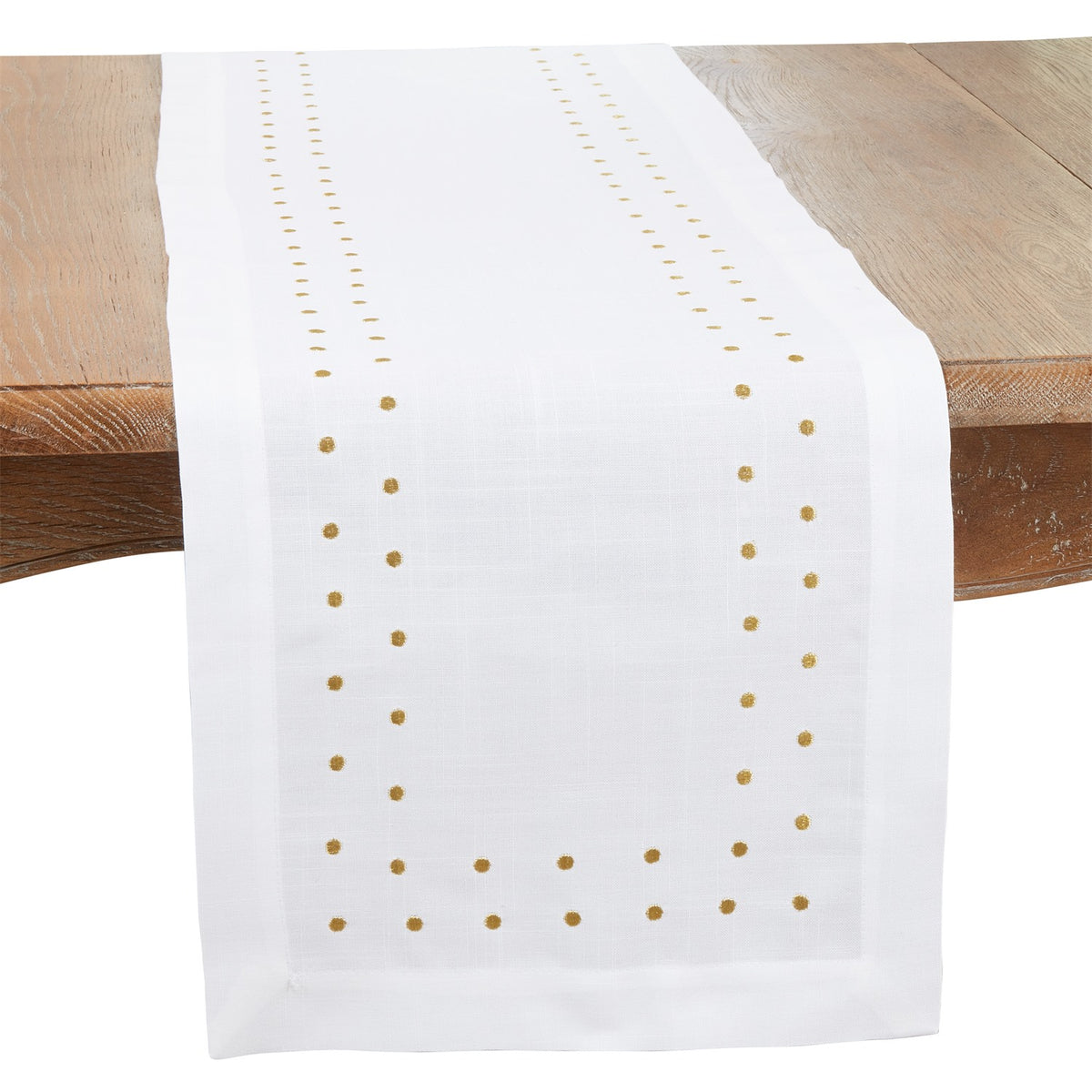 Everyday / All Season Gold Polka Dot Table Runner, 100% Polyester