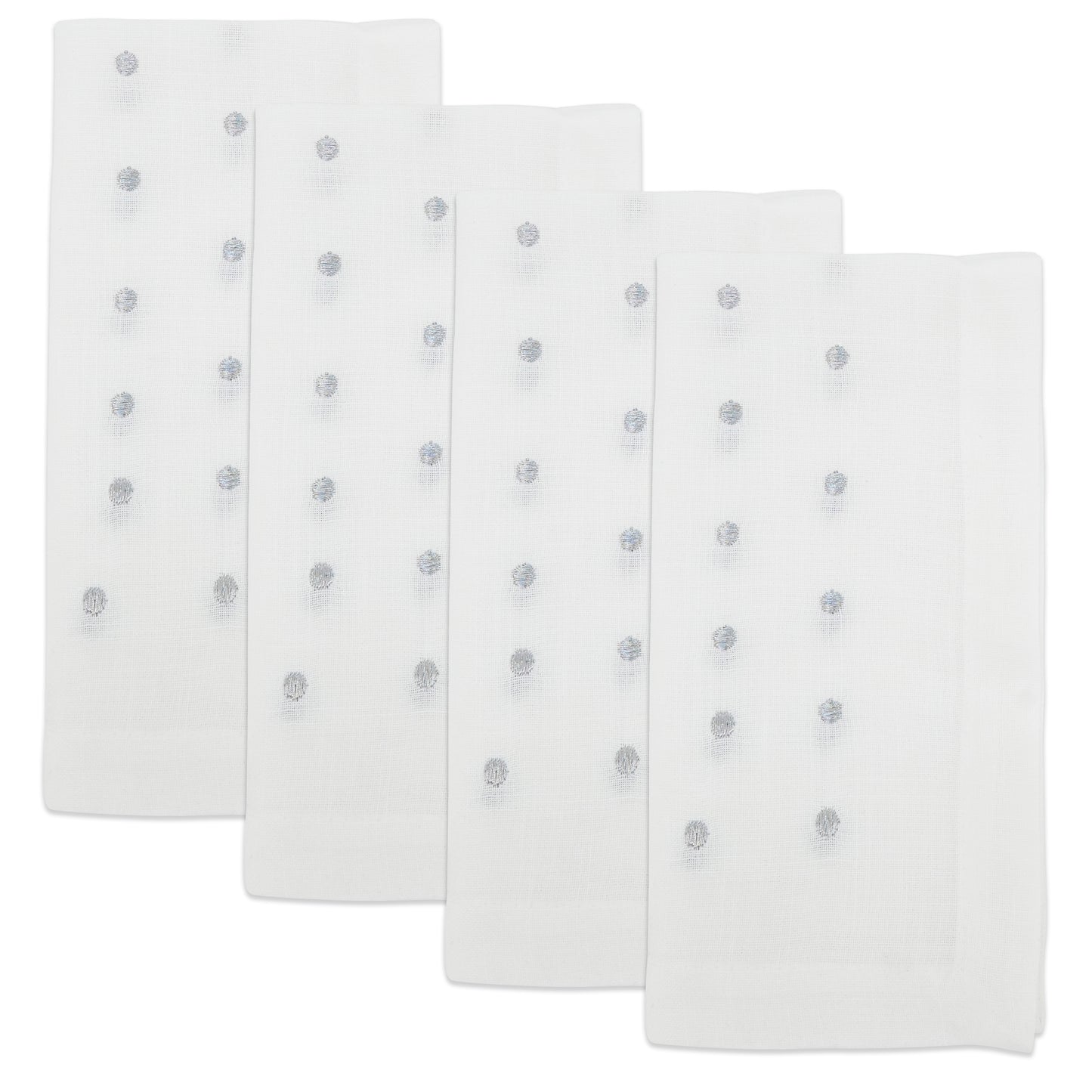 Silver Polka Dot Napkins 100% Polyester, 20 Inch Square (4 pcs.)