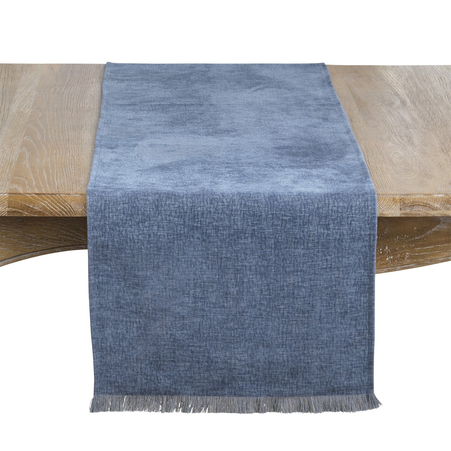 Everyday / All Season Blue Fringe Edge Table Runner, 100% polyester
