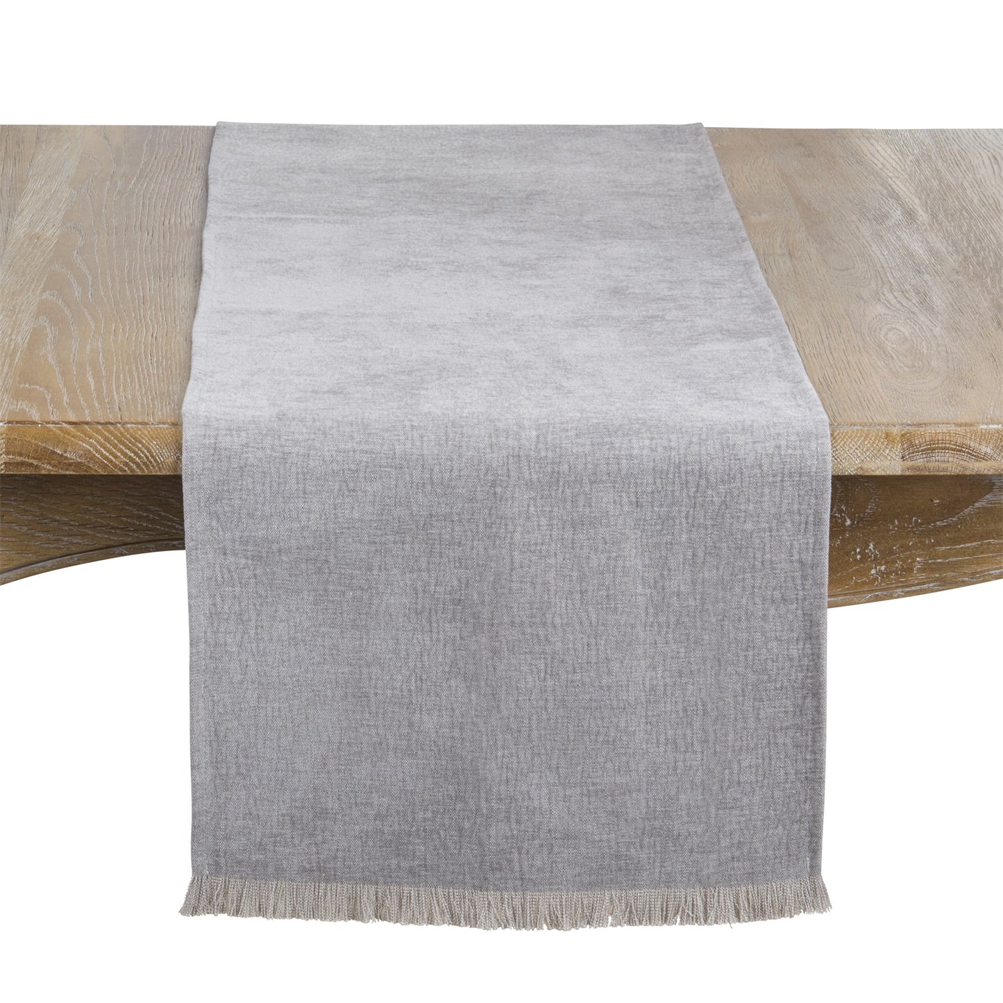 Everyday / All Season Grey Fringe Edge Table Runner, 100% polyester