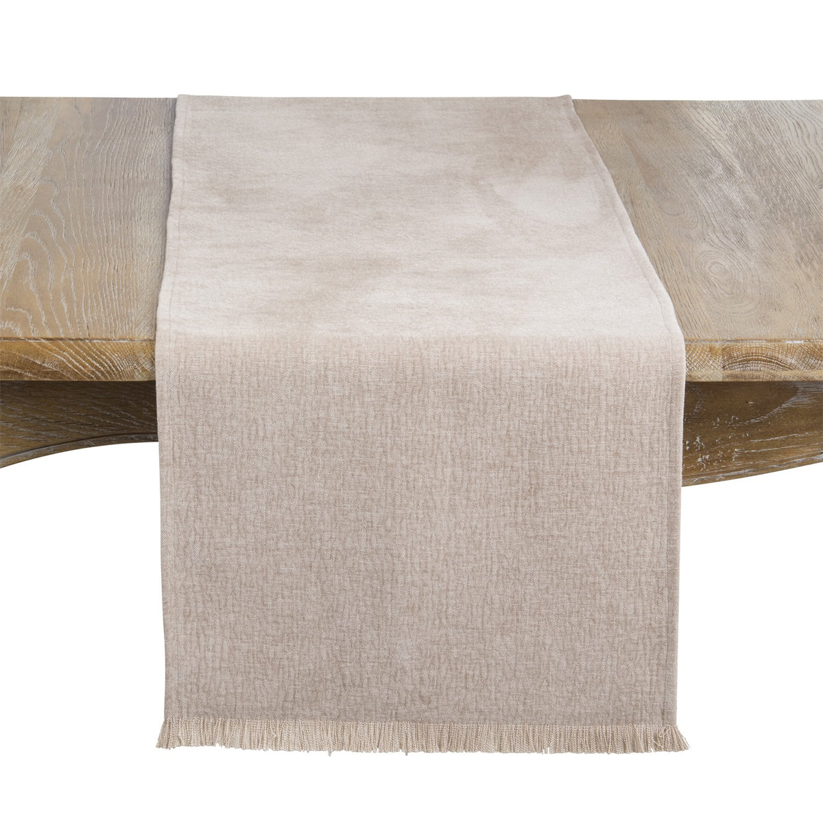 Everyday / All Season Natural Beige Fringe Edge Table Runner, 100% polyester