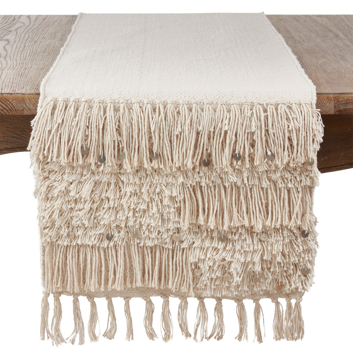 Everyday / All Season Silver Sequin Moroccan Table Runner, 100% cotton
