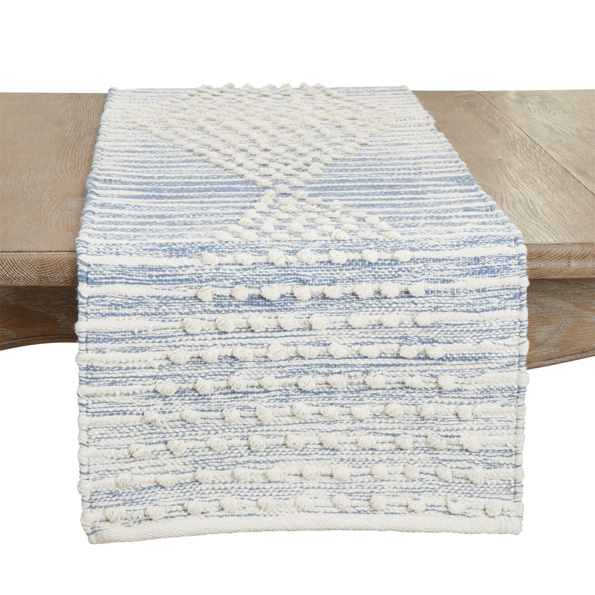 Everyday / All Season Turquoise Blue Diamond Stripe Table Runner, 100% cotton