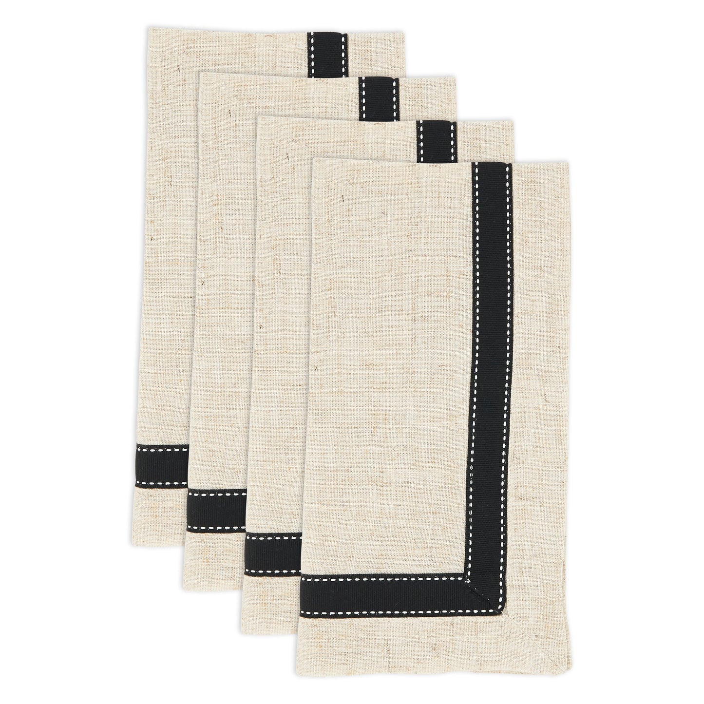 Black Grosgrain Napkins 80% polyester - 20% linen, 20 Inch Square (4 pcs.)
