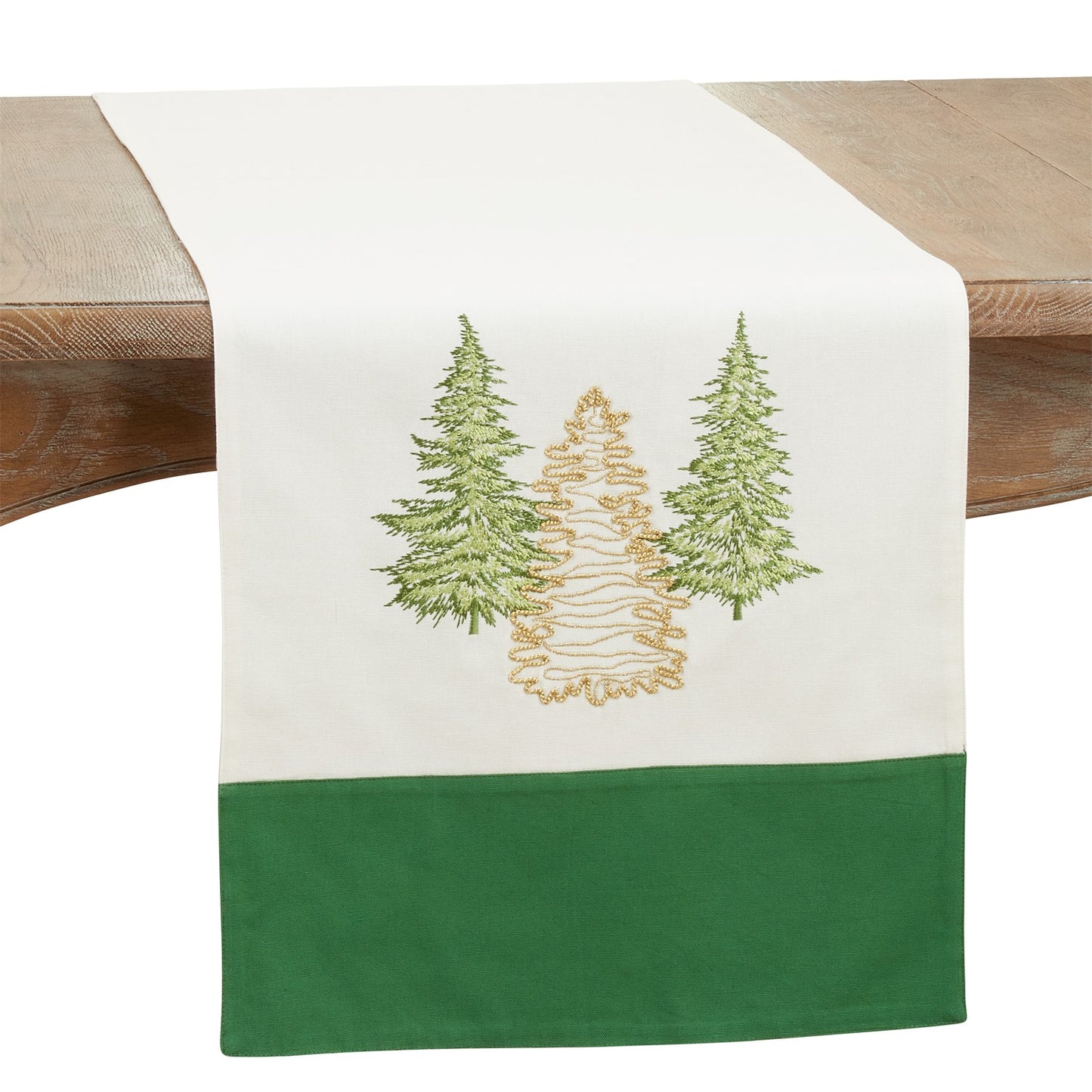 Christmas Green Christmas Trees Table Runner, front: 100% cotton - back: 100% polyester