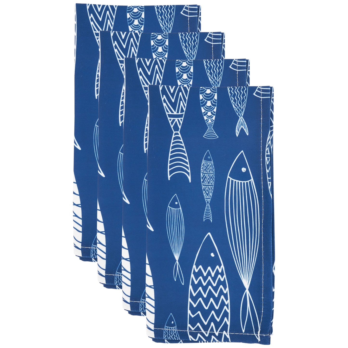 Navy Blue Fish Napkins 100% polyester, 20 Inch Square (4 pcs.)