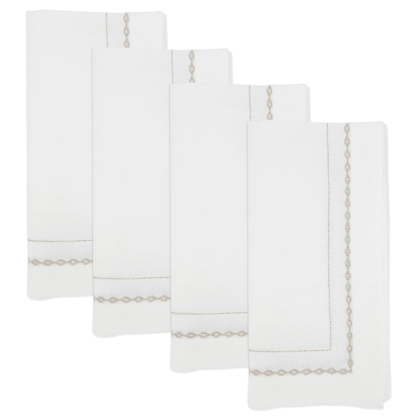 Gold Embroidered Chainlink Napkins 100% Polyester, 20 Inch Square (4 pcs.)