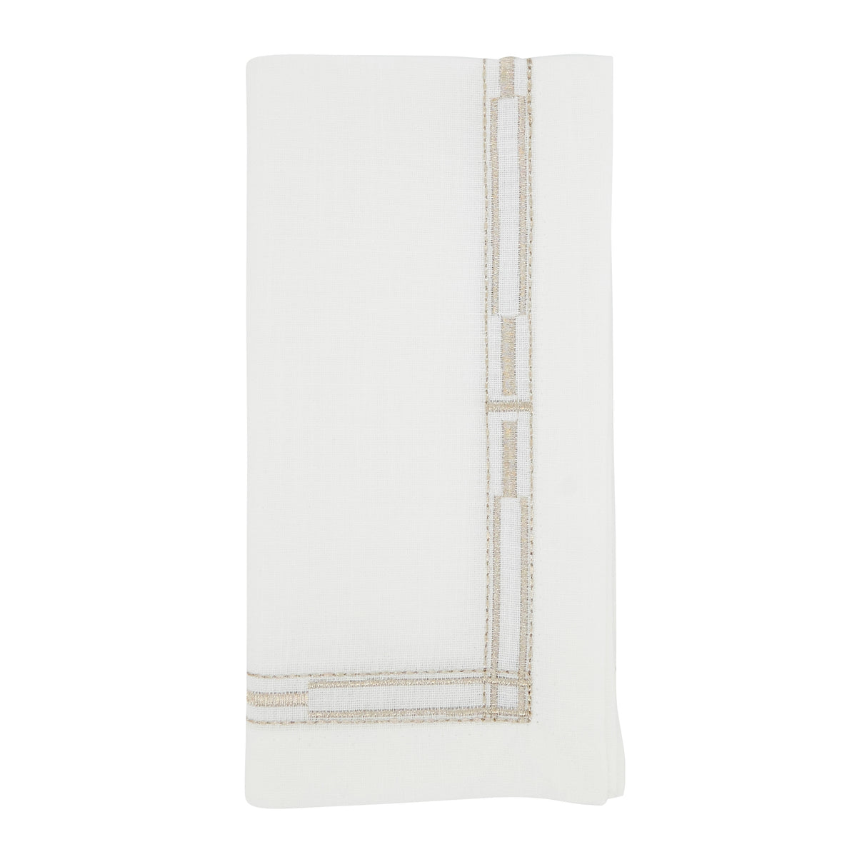 Gold Embroidered Border Napkins 100% Polyester, 20 Inch Square (4 pcs.)