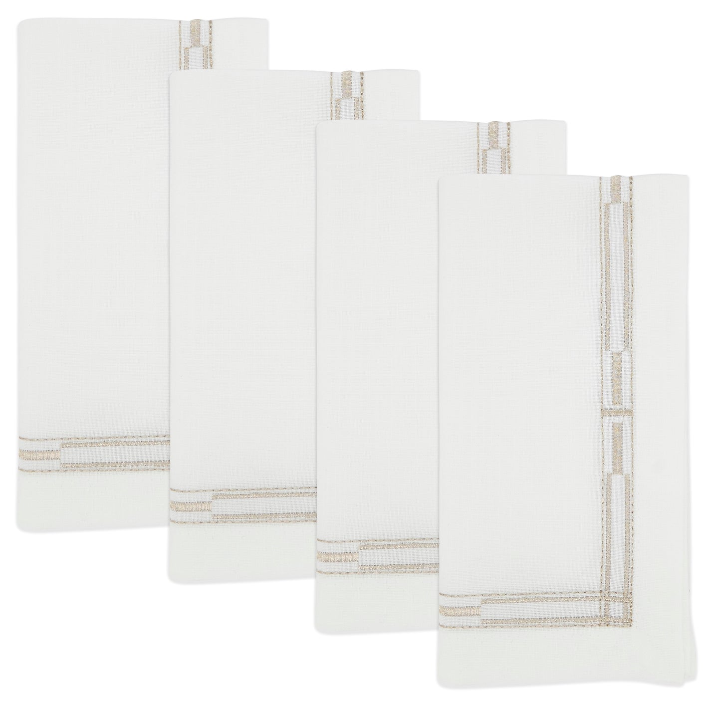 Gold Embroidered Border Napkins 100% Polyester, 20 Inch Square (4 pcs.)