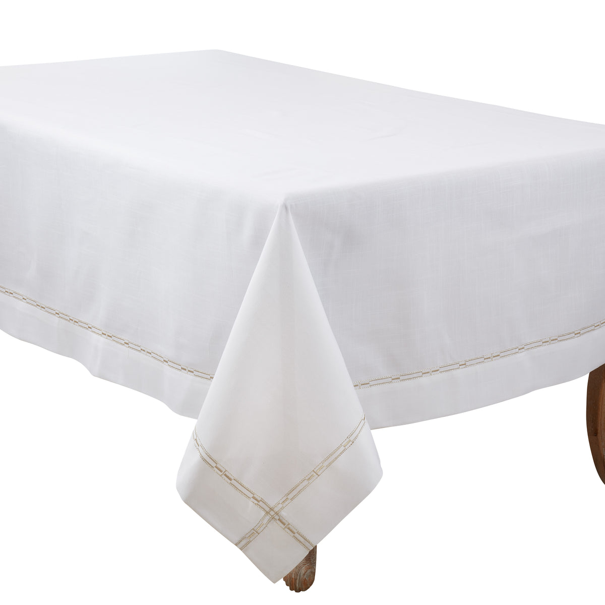 Gold Embroidered Border Tablecloth 100% Polyester