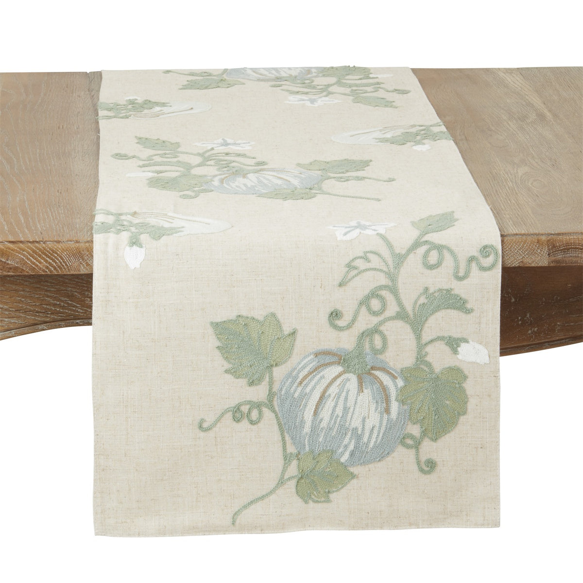 Thanksgiving / Fall Harvest Natural Beige Pumpkin Table Runner, 84% polyester - 16% linen