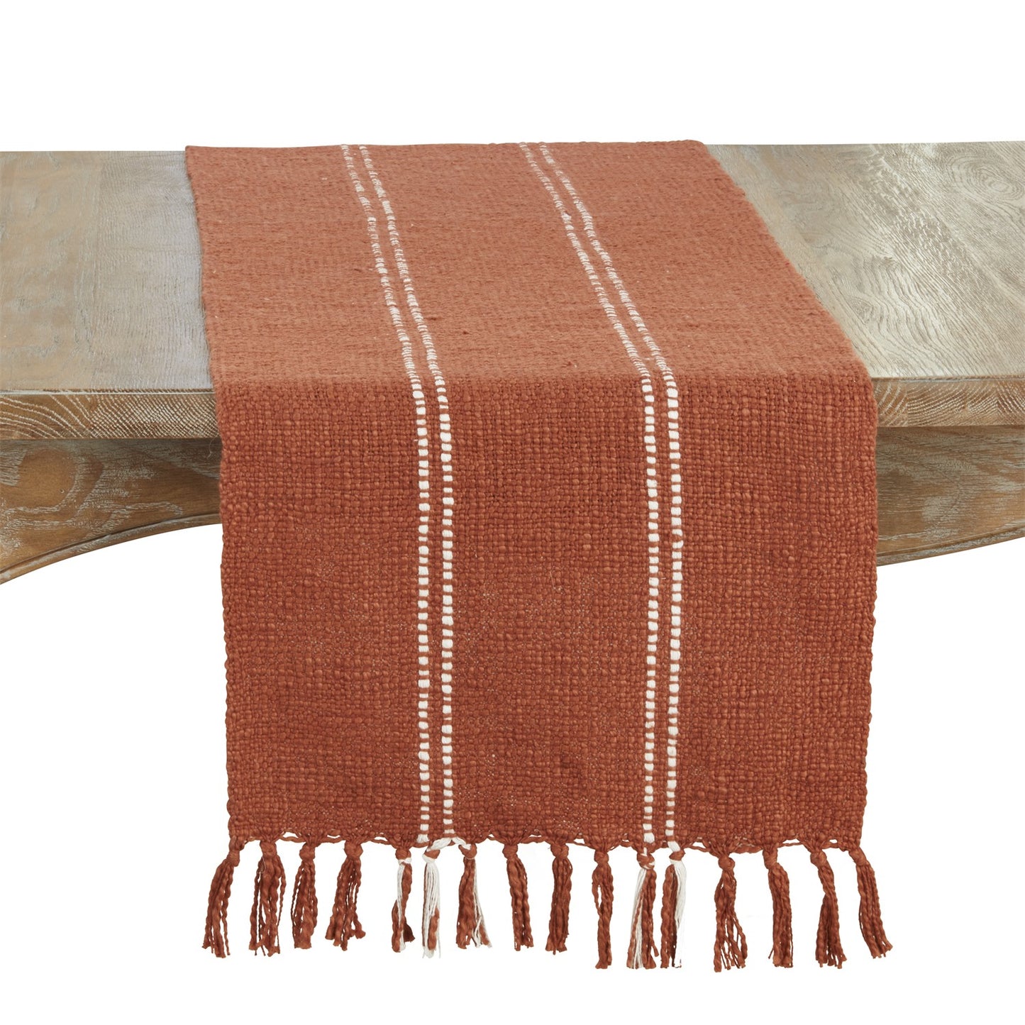 Everyday / All Season Rust Stitched Line Table Runner, 100% cotton