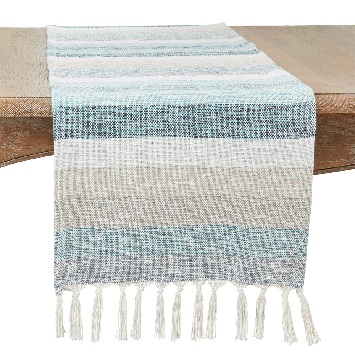Everyday / All Season Aqua Blue Stripe Table Runner, 80% cotton - 20% acrylic