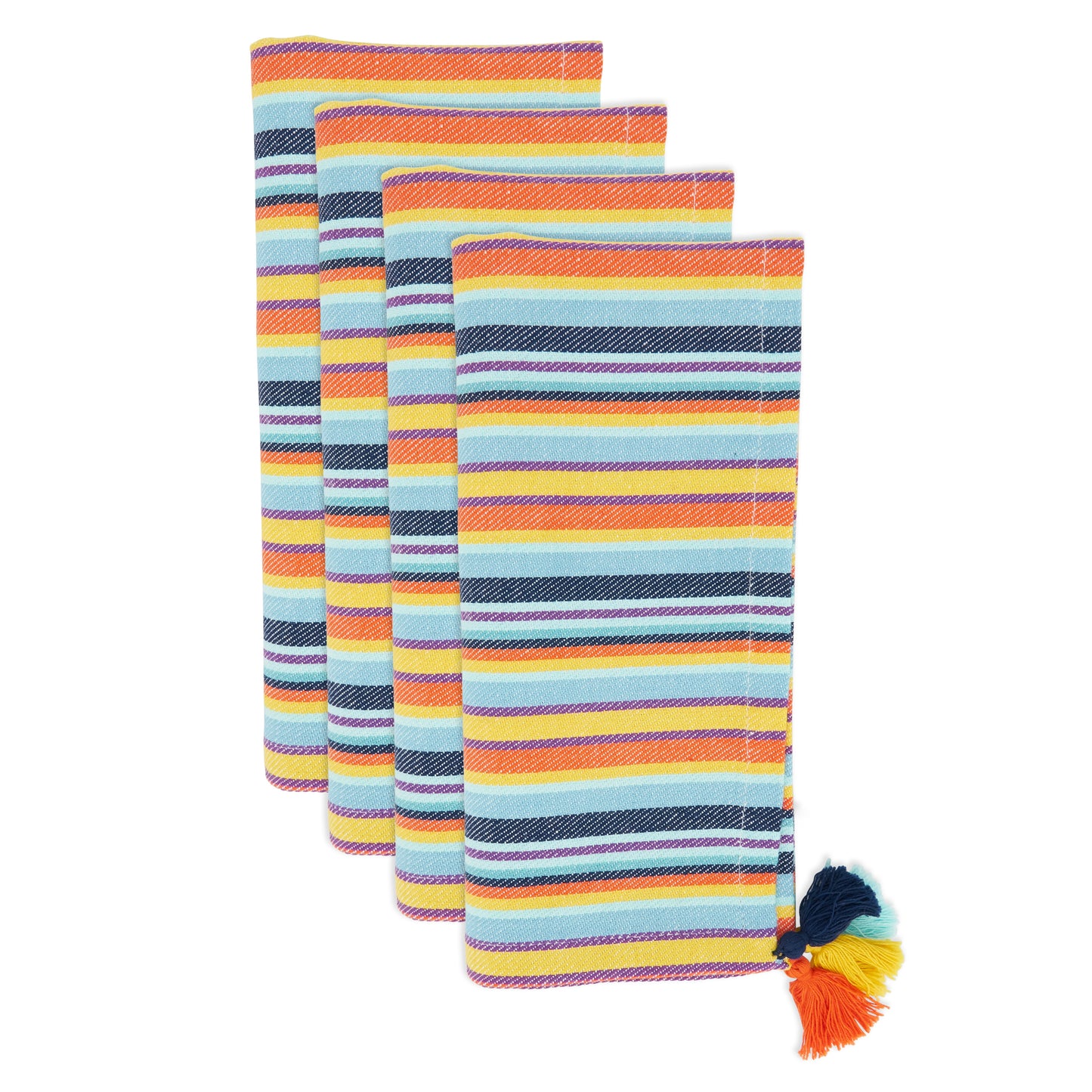 Multi Striped Tassel Stripe Napkins 100% cotton, 20 Inch Square (4 pcs.)