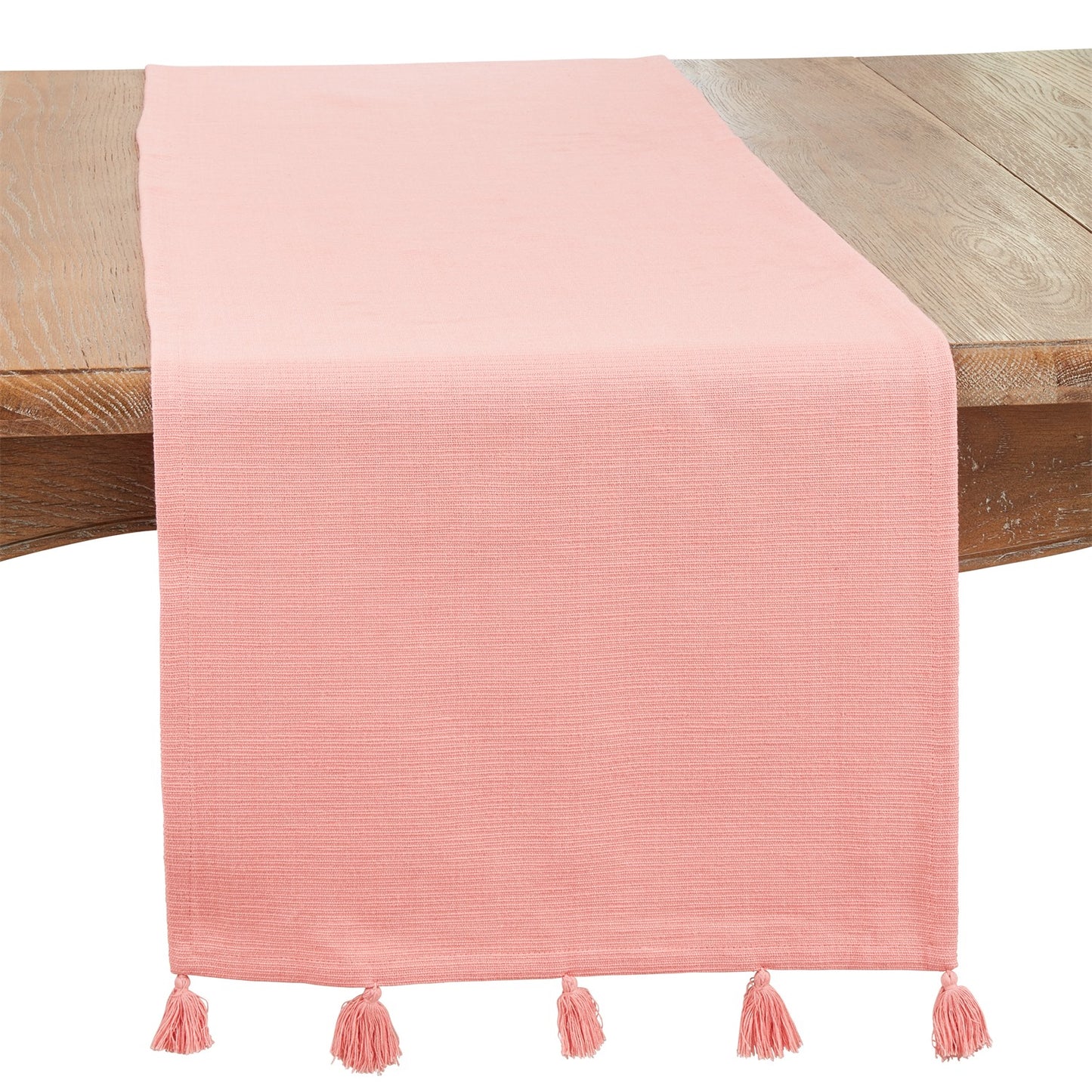 Everyday / All Season Pink Tassel Table Runner, 100% cotton