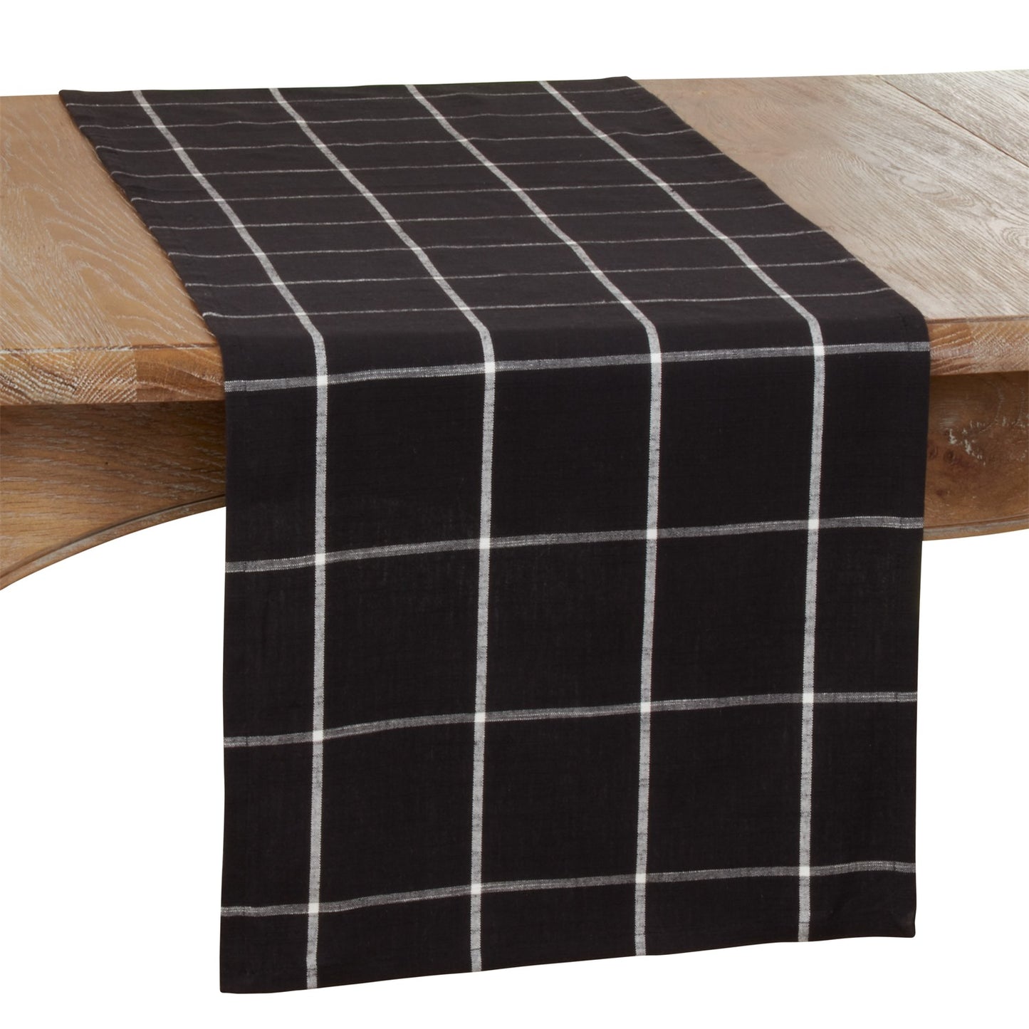 Everyday / All Season Black Plaid Table Runner, 100% cotton