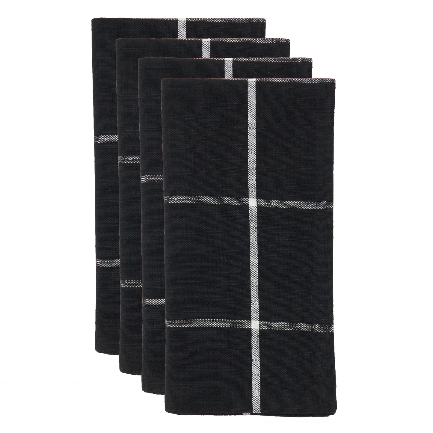 Black Plaid Napkins 100% cotton, 20 Inch Square (4 pcs.)