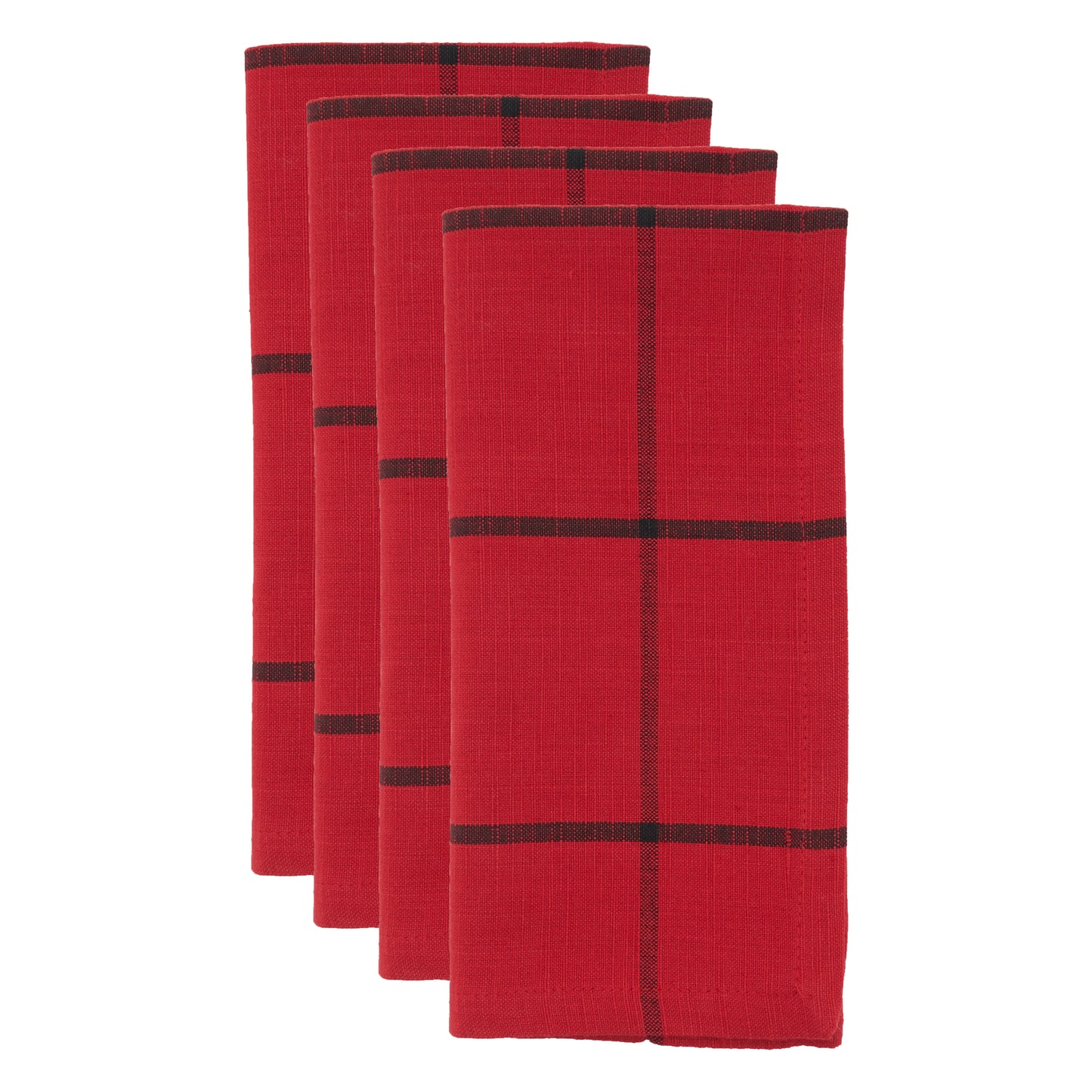 Red Plaid Napkins 100% cotton, 20 Inch Square (4 pcs.)