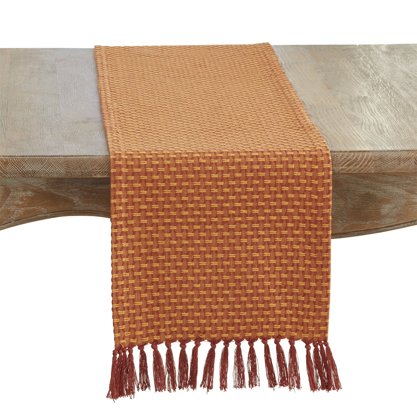 Everyday / All Season Orange Recycled Woven Table Runner, recycled cotton + polyester