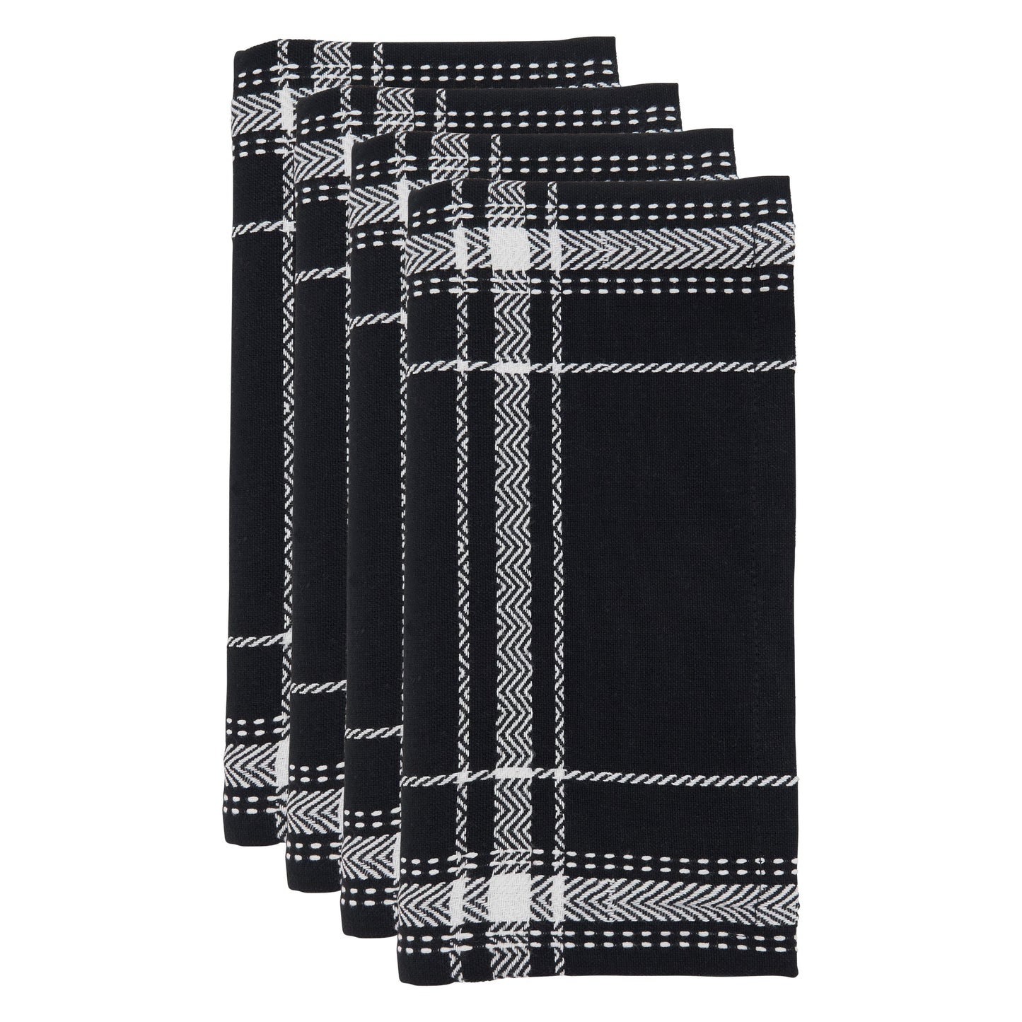 Black Plaid Napkins 100% cotton, 20 Inch Square (4 pcs.)