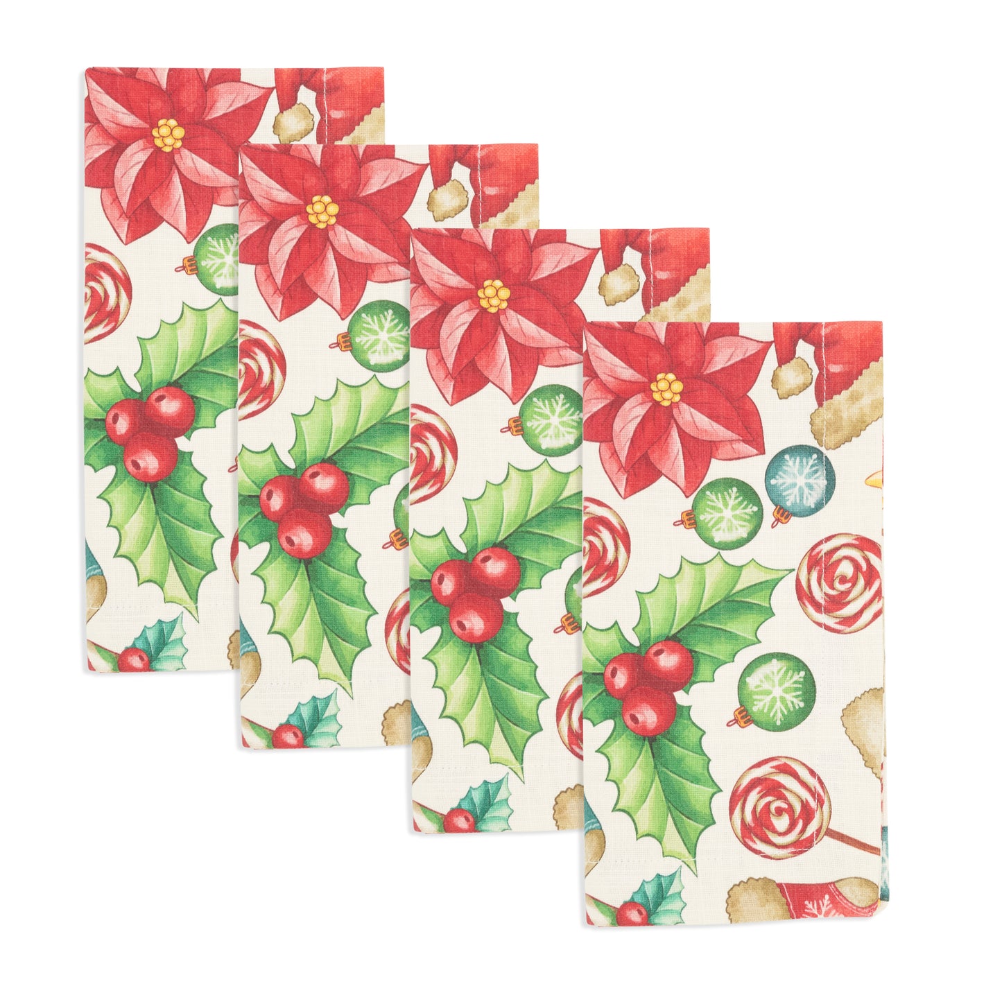 Multi Christmas Napkins 100% cotton, 20 Inch Square (4 pcs.)