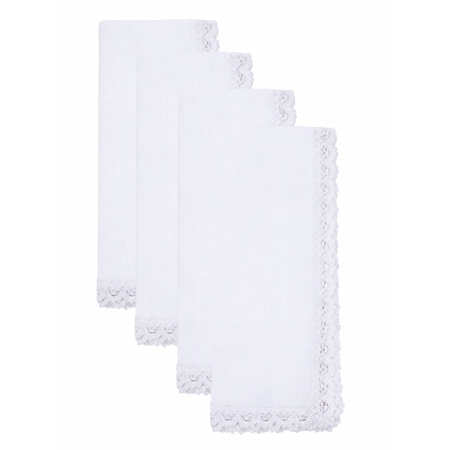 White Dinner Napkins with Lace Border 100% polyester, 18 Inch Square (4 pcs.)