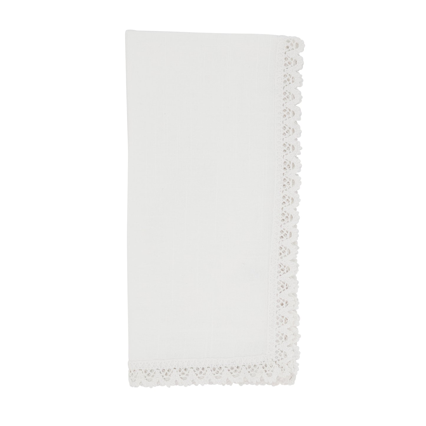 White Dinner Napkins with Lace Border 100% Polyester, 20 Inch Square (12 pcs.)