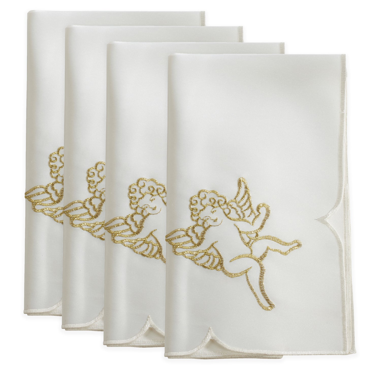 Ivory Embroidered Cupid Napkins 100% polyester, 20 Inch Square (4 pcs.)