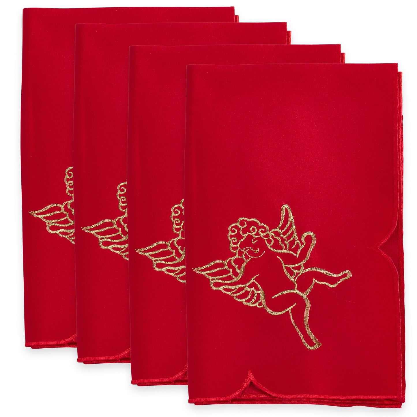 Red Embroidered Cupid Napkins 100% polyester, 20 Inch Square (4 pcs.)