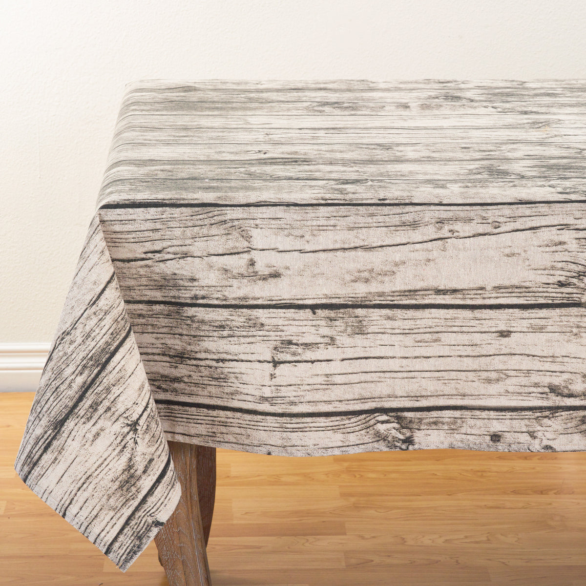 Natural Beige Printed Wood Tablecloth 60% cotton - 40% polyester