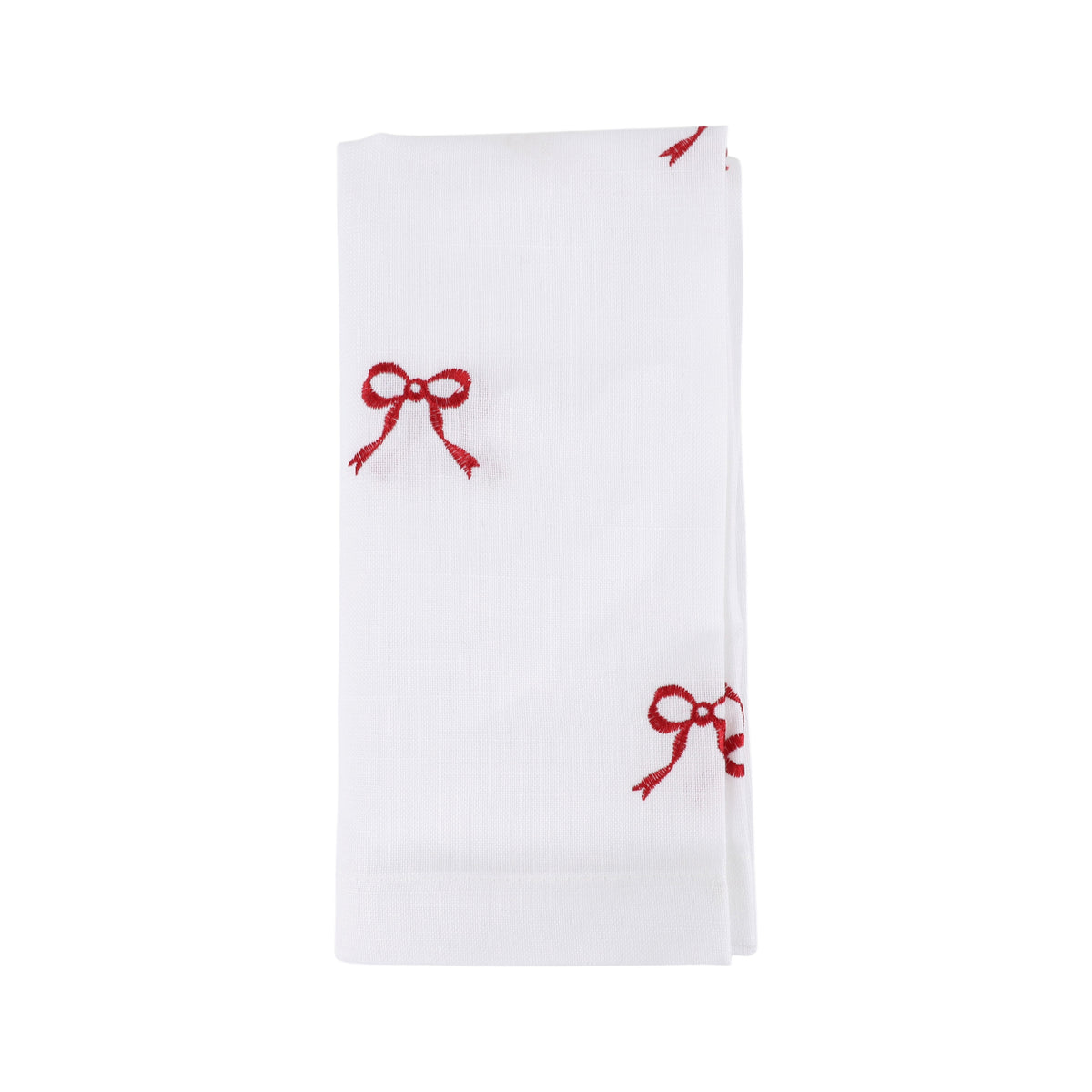 Red Embroidered Bows Napkins 100% polyester, 20 Inch Square (4 pcs.)