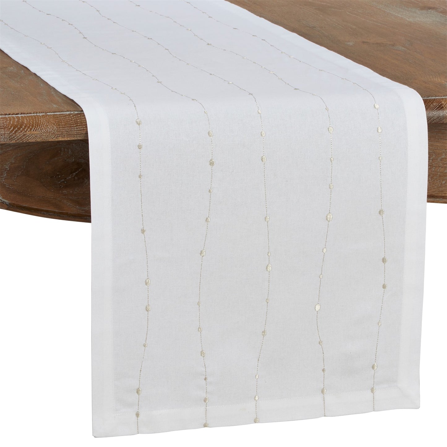 Everyday / All Season Silver Embroidered Design Table Runner, 100% cotton