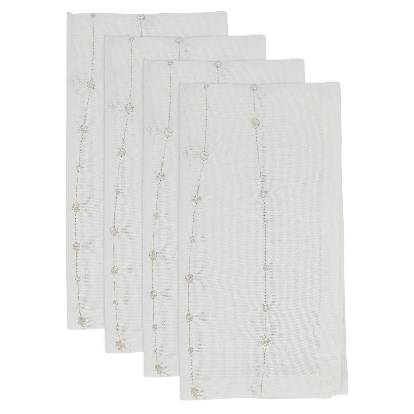 Silver Embroidered Design Napkins 100% cotton, 20 Inch Square (4 pcs.)