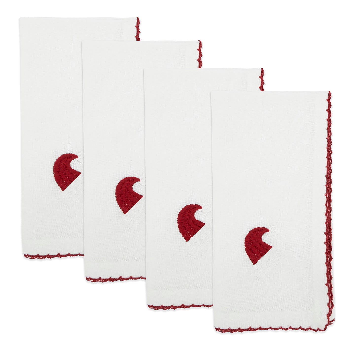 White Whip Stitch Santa Hat Napkins 100% cotton, 18 Inch Square (4 pcs.)