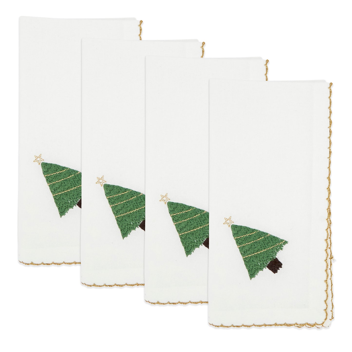 White Whip Stitch Christmas Tree Napkins 100% cotton, 18 Inch Square (4 pcs.)