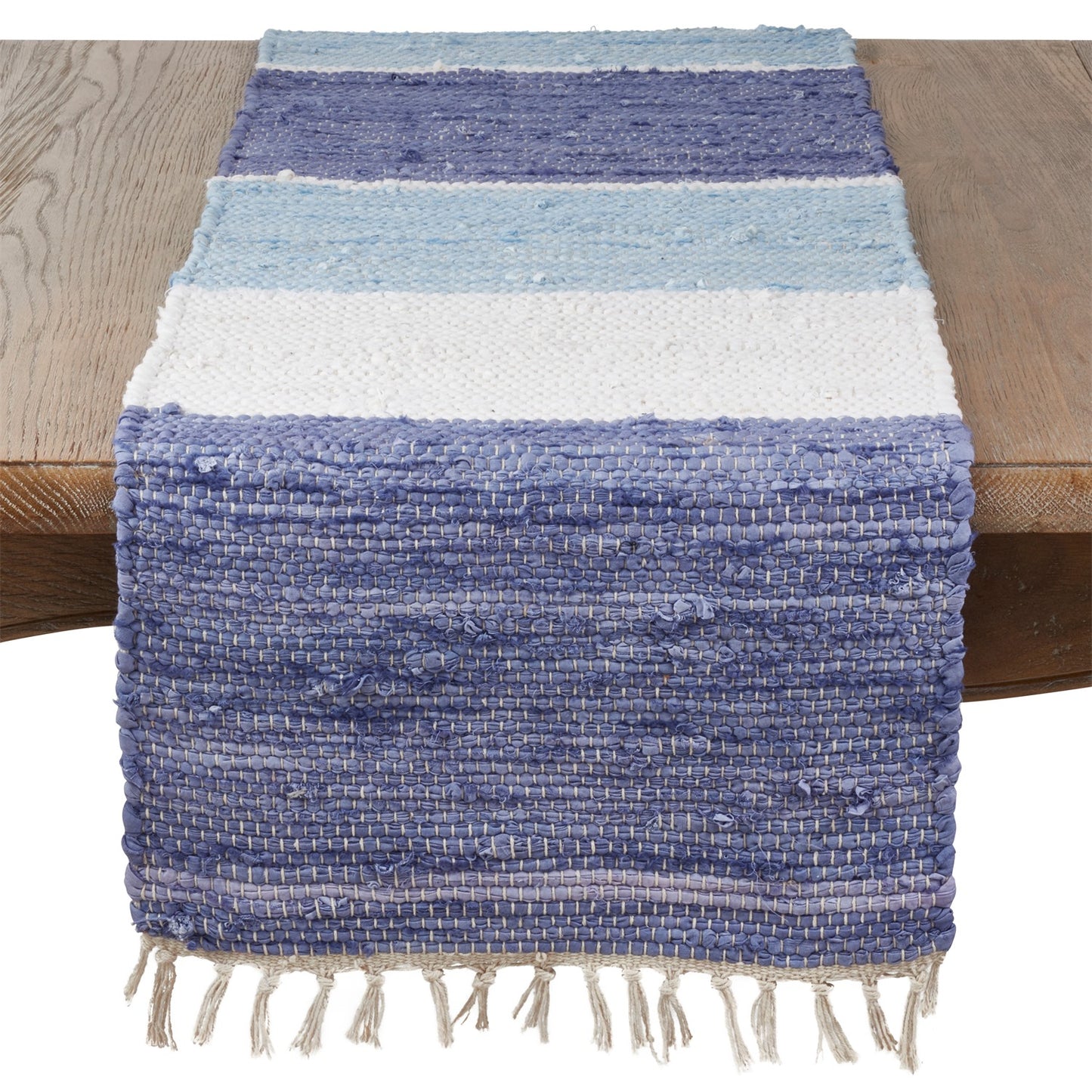 Everyday / All Season Multi Striped Chindi Table Runner, 100% cotton
