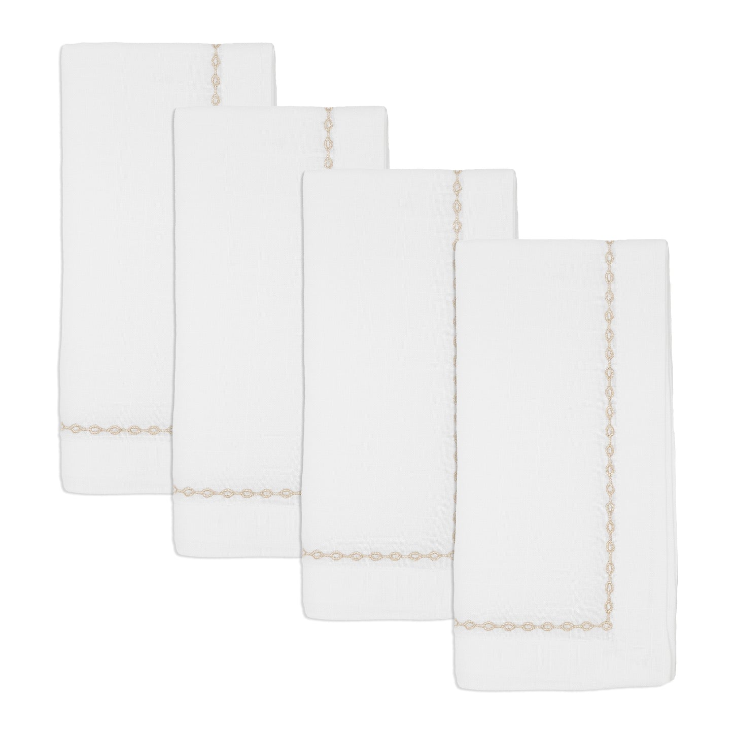 Gold Embroidered Chainlink Napkins 100% Polyester, 20 Inch Square (4 pcs.)