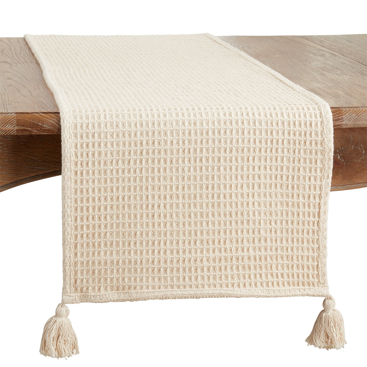 Everyday / All Season Natural Beige Waffle Weave Table Runner, 100% cotton