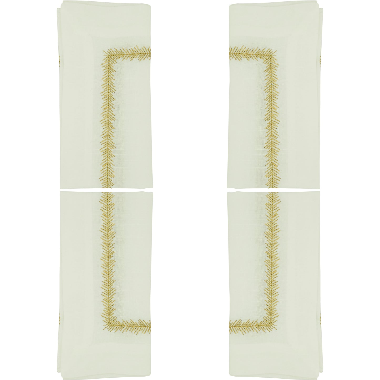 Gold Embroidered Border Napkins 100% polyester, 20 Inch Square (4 pcs.)