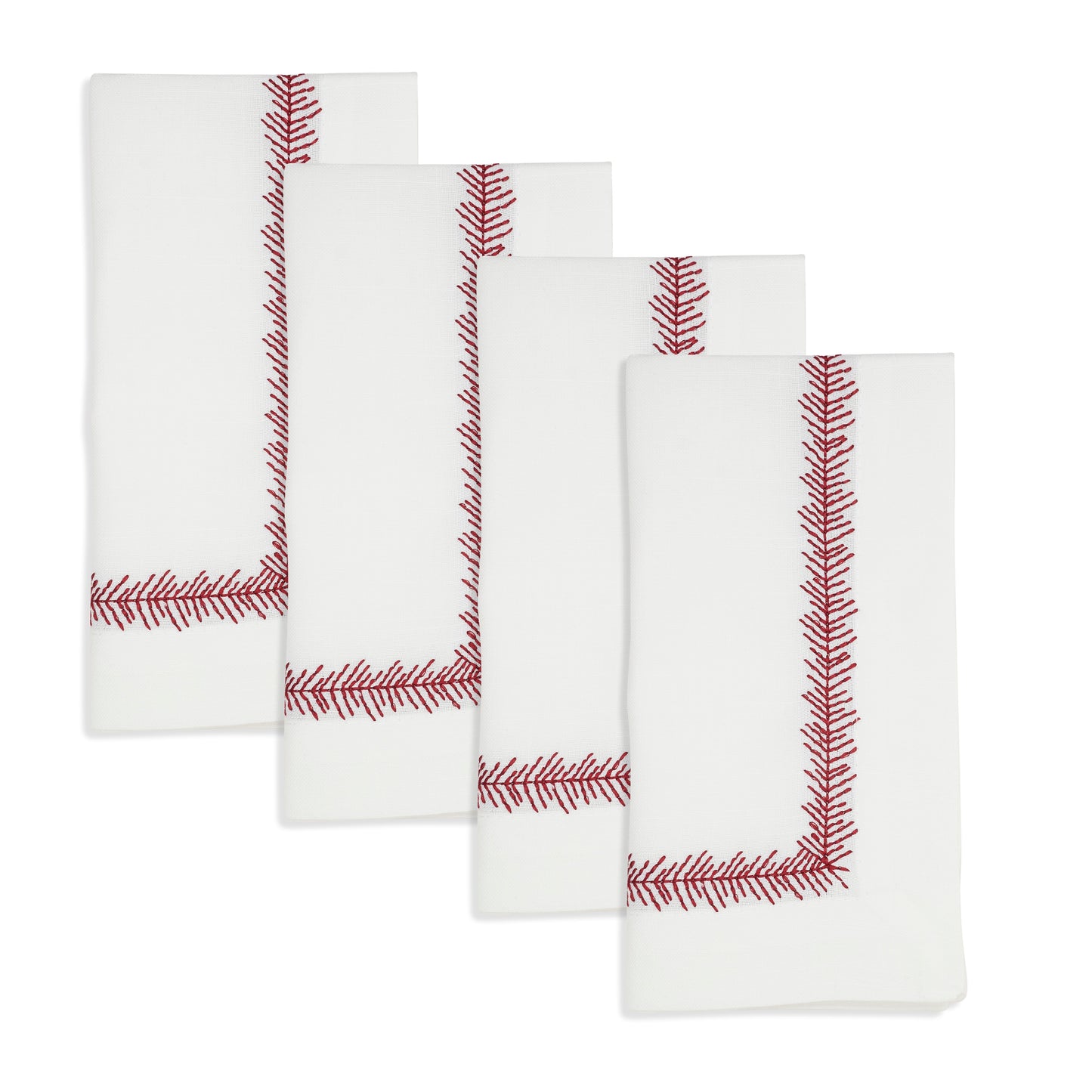 Red Embroidered Border Napkins 100% polyester, 20 Inch Square (4 pcs.)